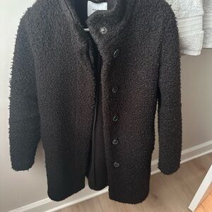 Boucle funnel neck coat